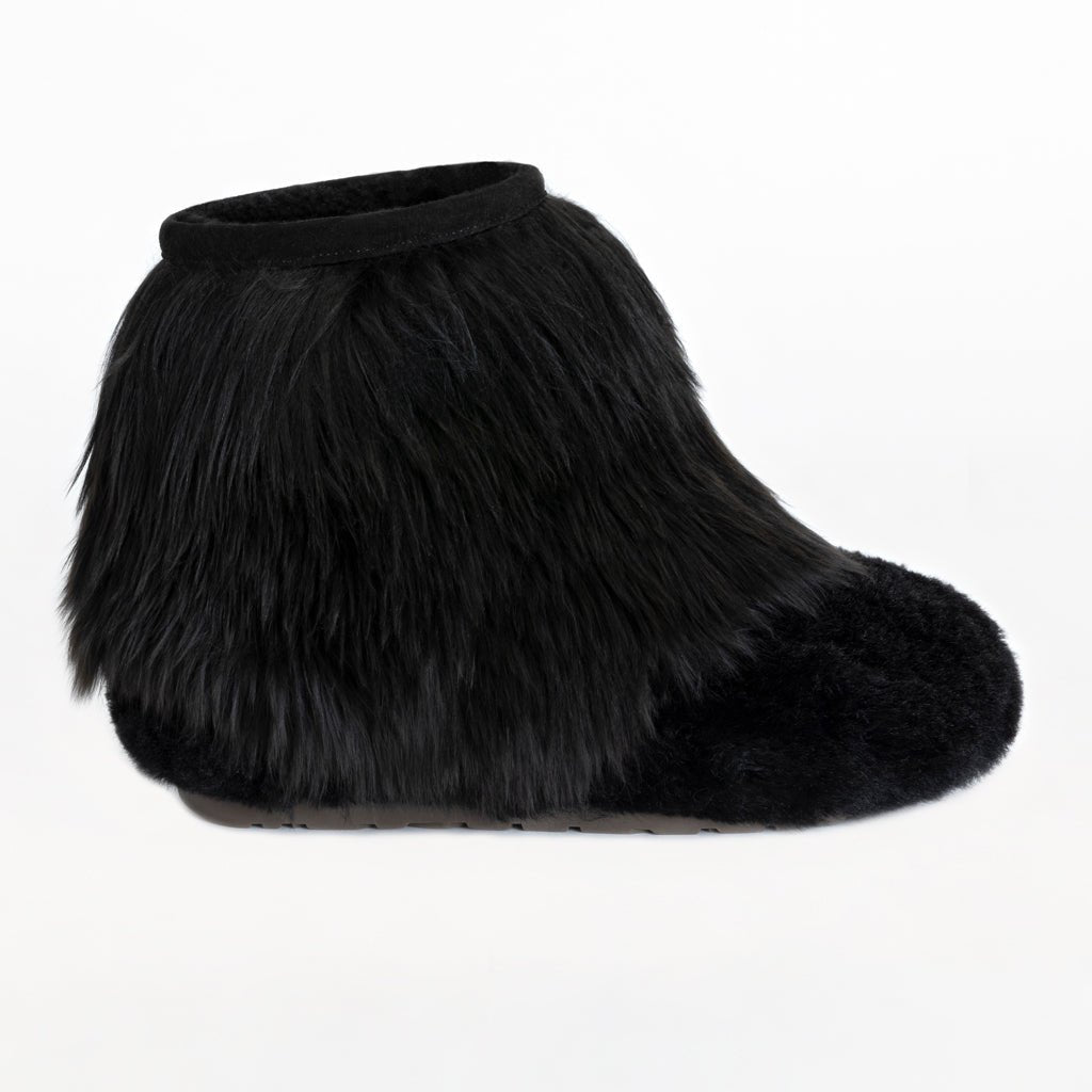 Alpaca Fur Boots in Black