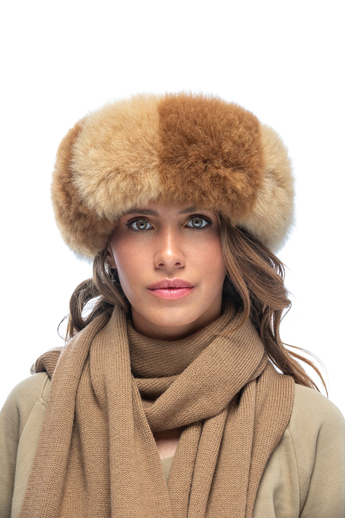 Alpaca Fur Headband in Multicolor Honey