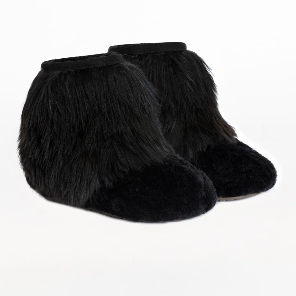 Alpaca Fur Boots in Black