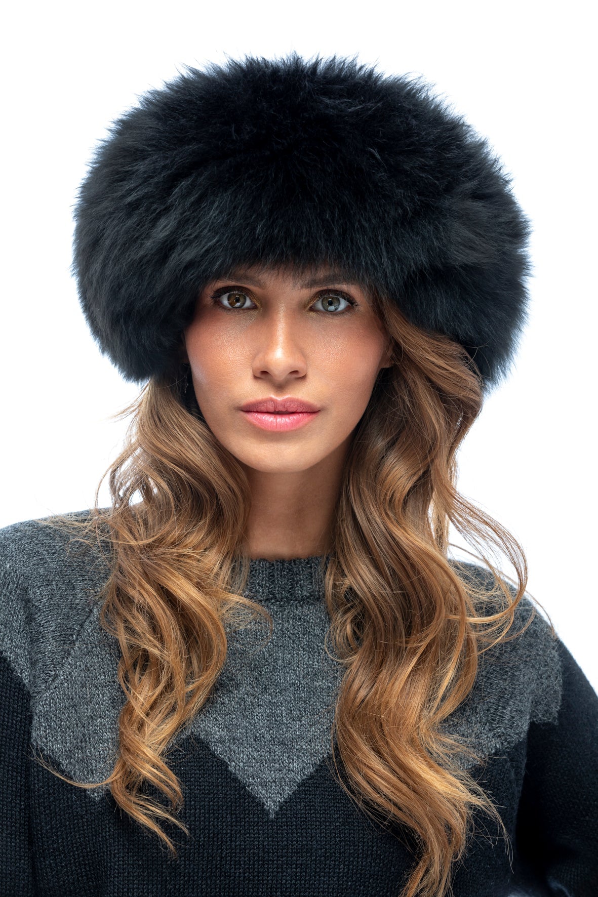 Alpaca Fur Headband in Black