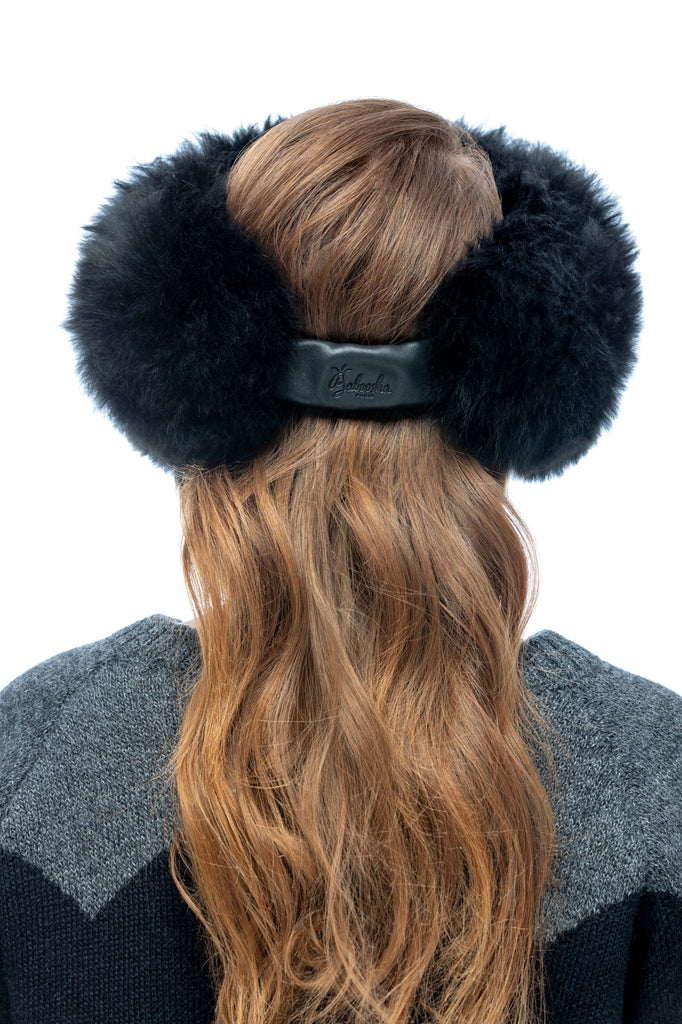 Alpaca Fur Headband in Black