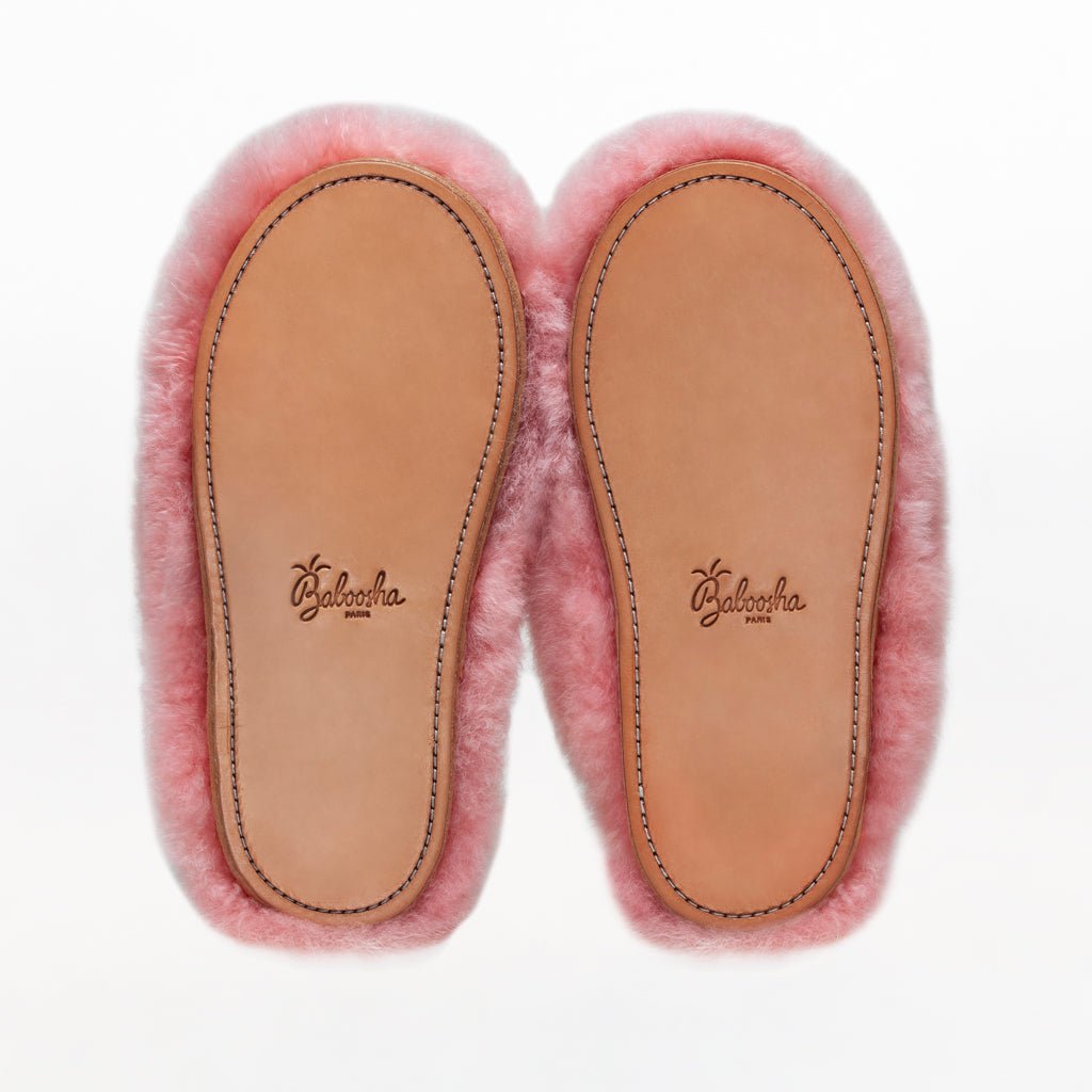 Pink Platform. Ethical Alpaca fur luxury slippers. Leather soles. Sheepskin interior. Made in Peru. Animal cruelty free.