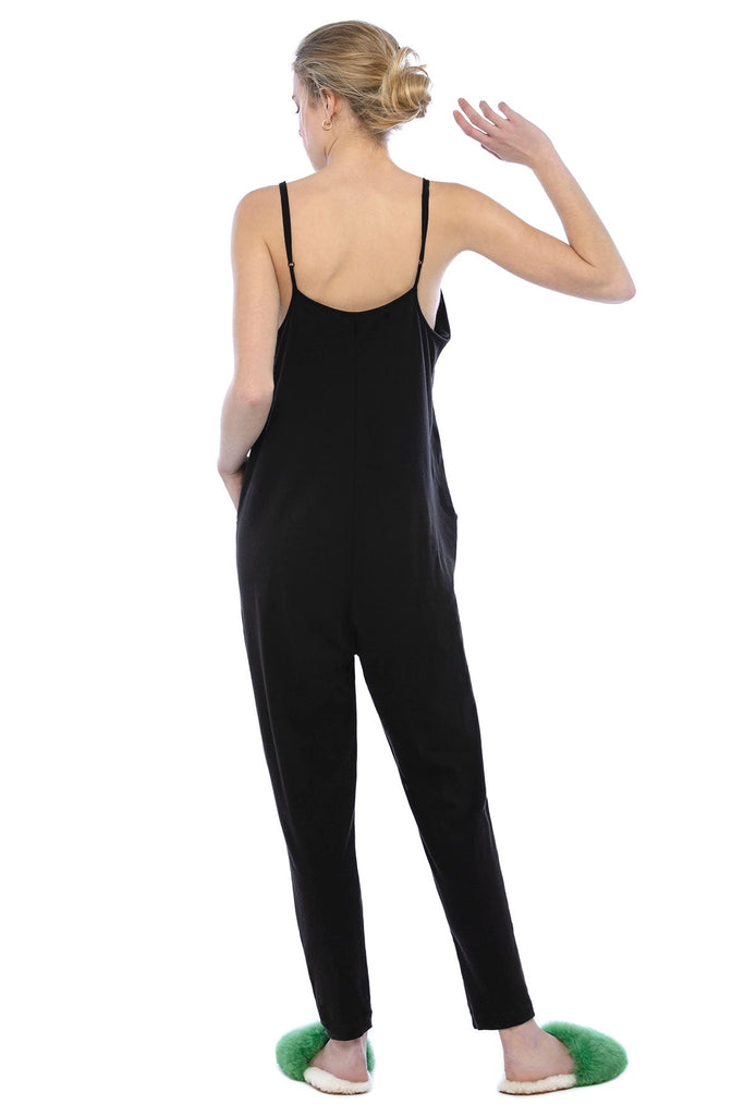 Oversized Romper color Black. Peruvian pima cotton. Extra soft lightweight jersey fabric. Lined supportive bralette underband